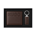 HUGO Brown Wallet and Matching Keychain Gift Set #1
