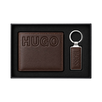 HUGO Brown Wallet and Matching Keychain Gift Set #1