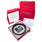 Salvatore Ferragamo  Black Leather Two Faces Belt Set