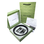 Gucci Black Leather Two Faces Belt Set