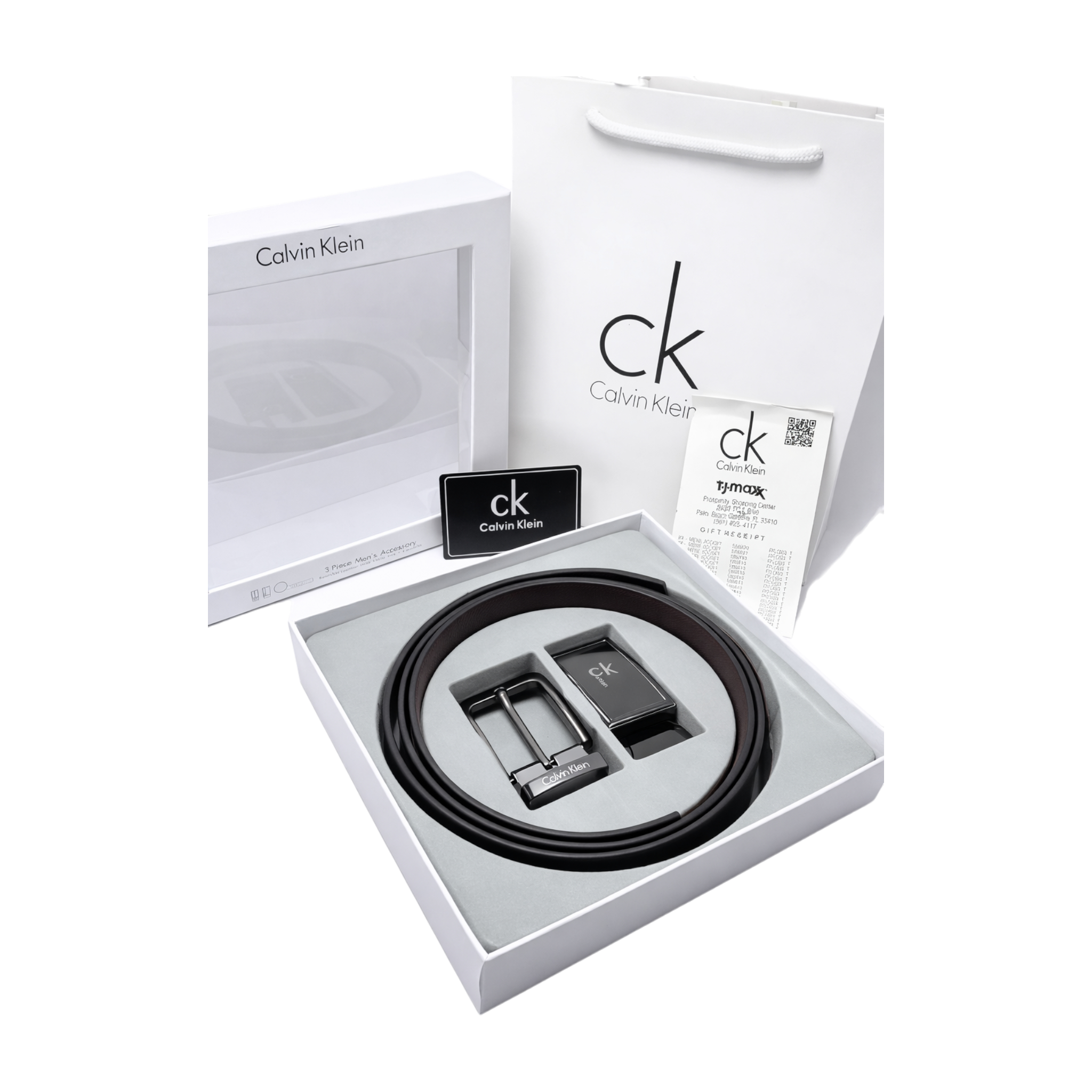 Calvin Klein Black Leather Two Faces Belt Set