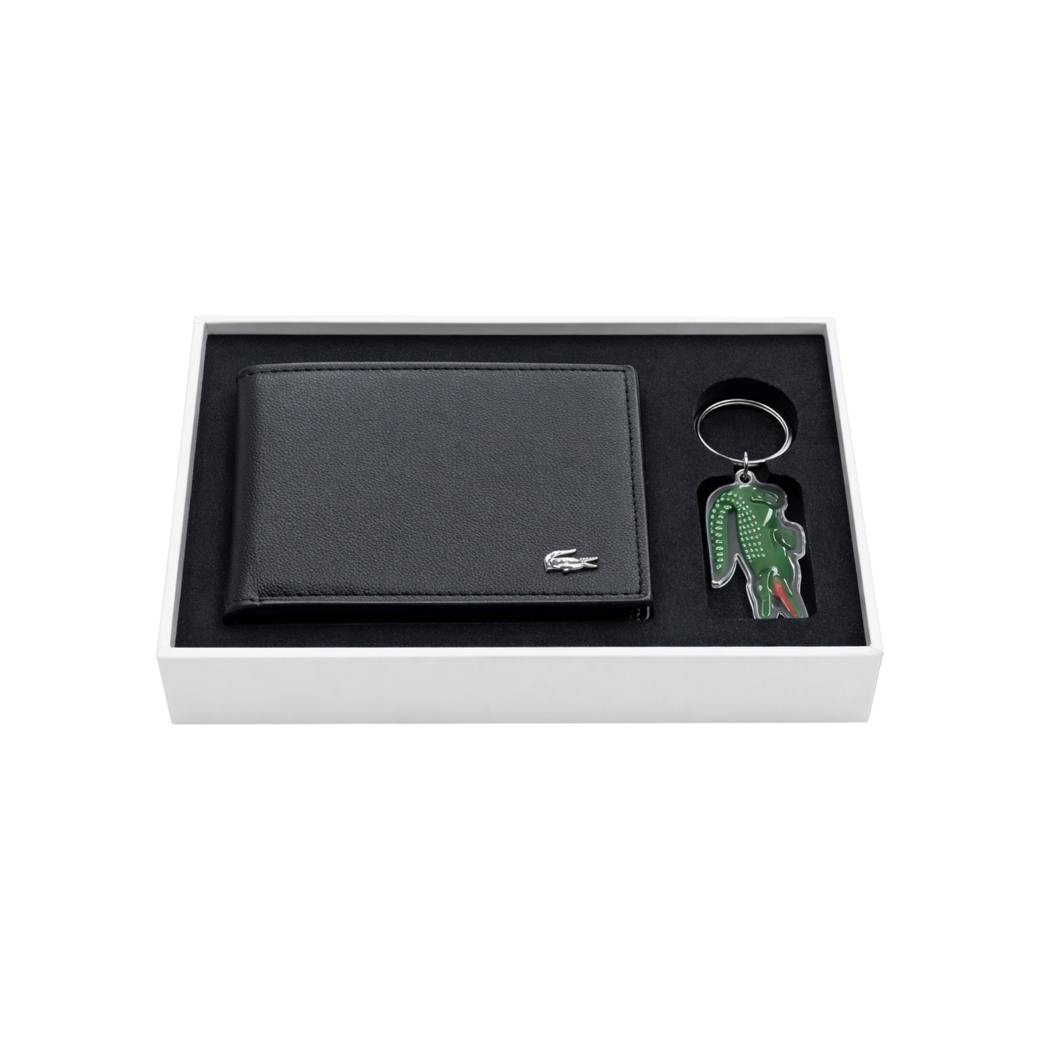 Lacoste Black Wallet and Matching Keychain Gift Set #1