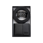 BOSS Black Leather Wallet and Belt Gift Set #1
