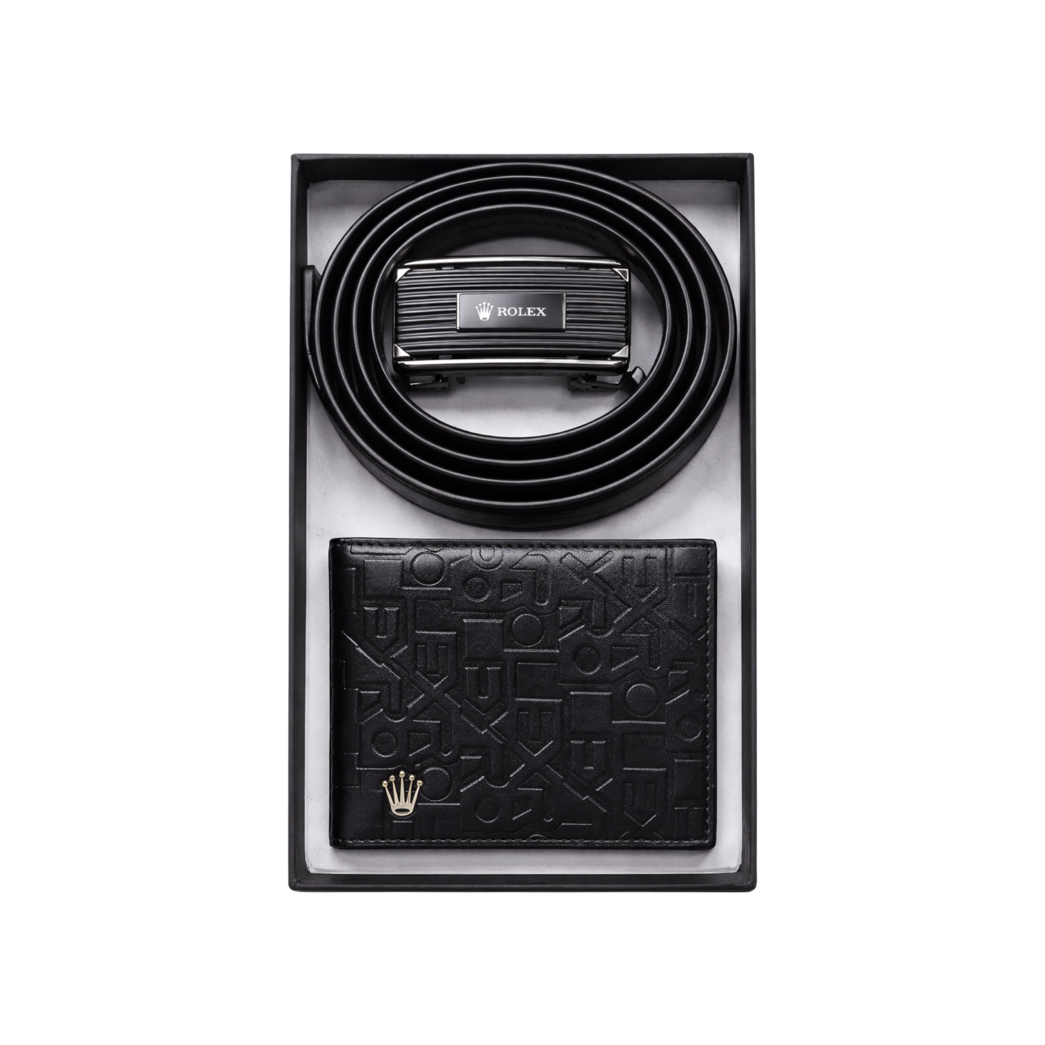 Rolex Black Leather Wallet and Belt Gift Set #1