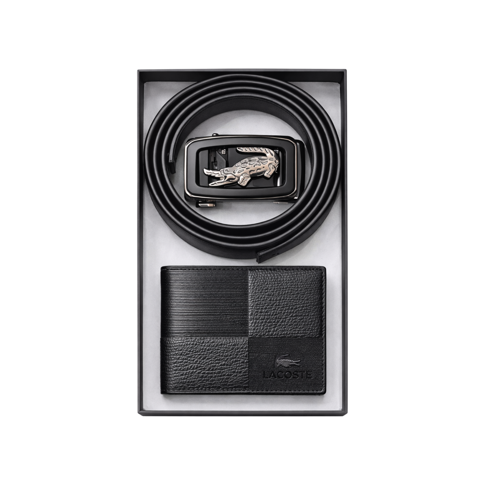 Lacoste Black Leather Wallet and Belt Gift Set #1