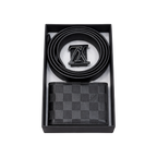 Louis Vuitton Black Leather Wallet and Belt Gift Set #1