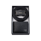 Prada Black Leather Wallet and Belt Gift Set #1