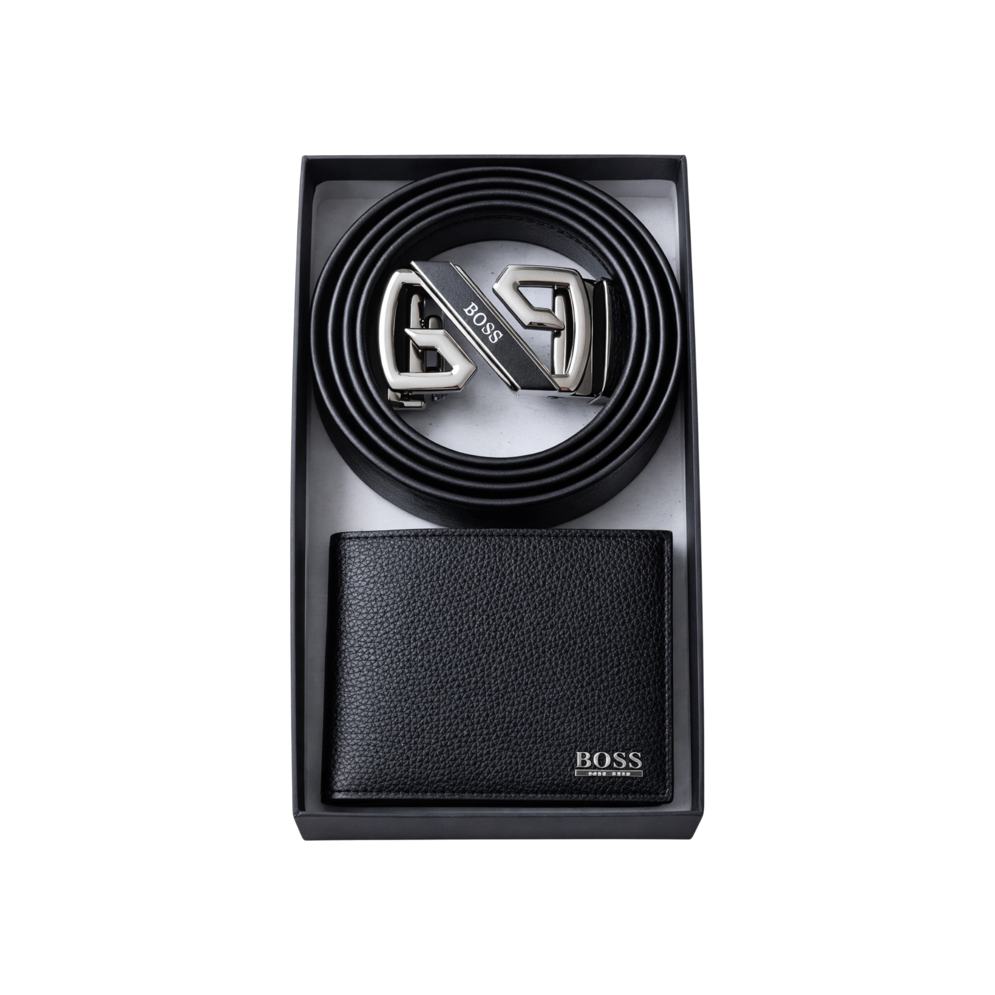 BOSS Black Leather Wallet and Belt Gift Set #2