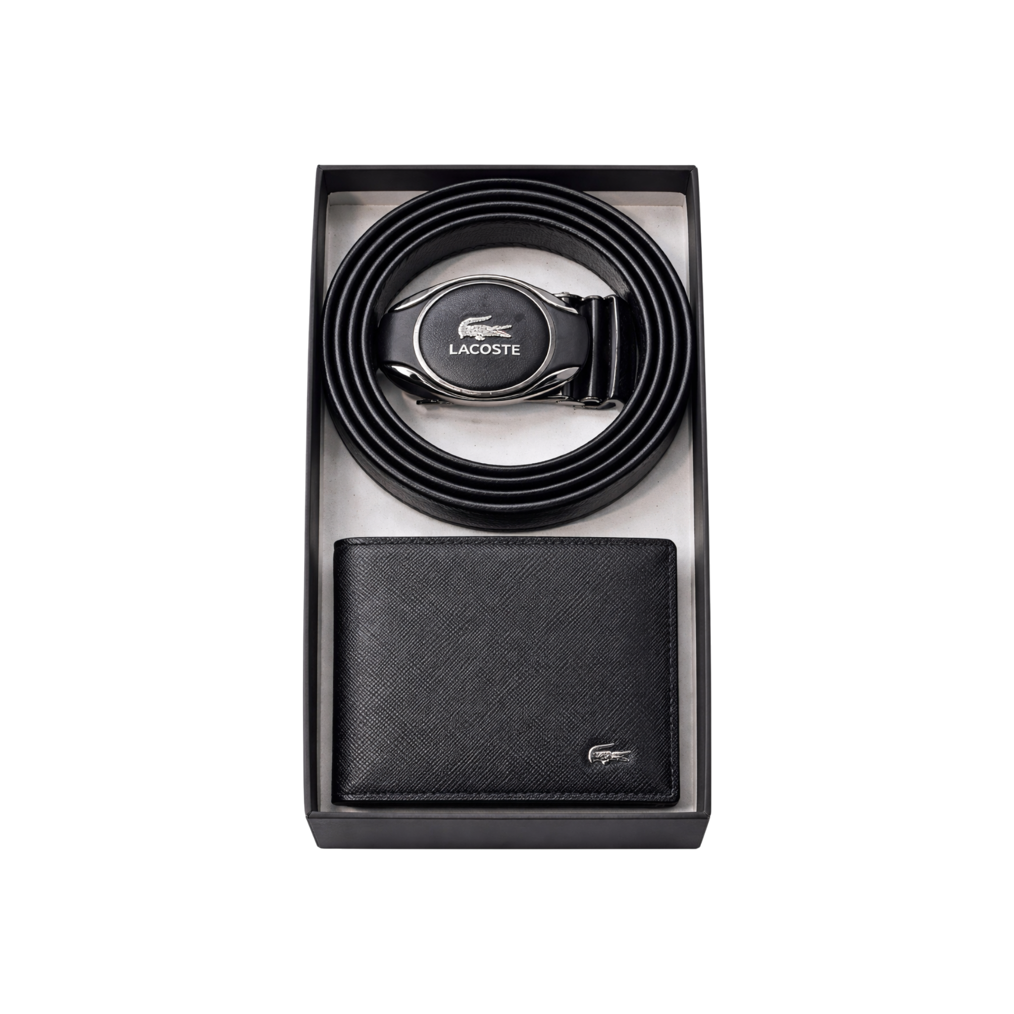 Lacoste Black Leather Wallet and Belt Gift Set #2
