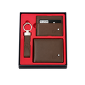 Mont Blanc Brown Leather Wallet, Card Holder and Keychain Gift Set