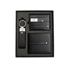 Mont Blanc Black Leather Wallet, Card Holder and Keychain Gift Set #1