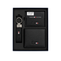 Tommy Black Leather Wallet, Card Holder and Keychain Gift Set #1