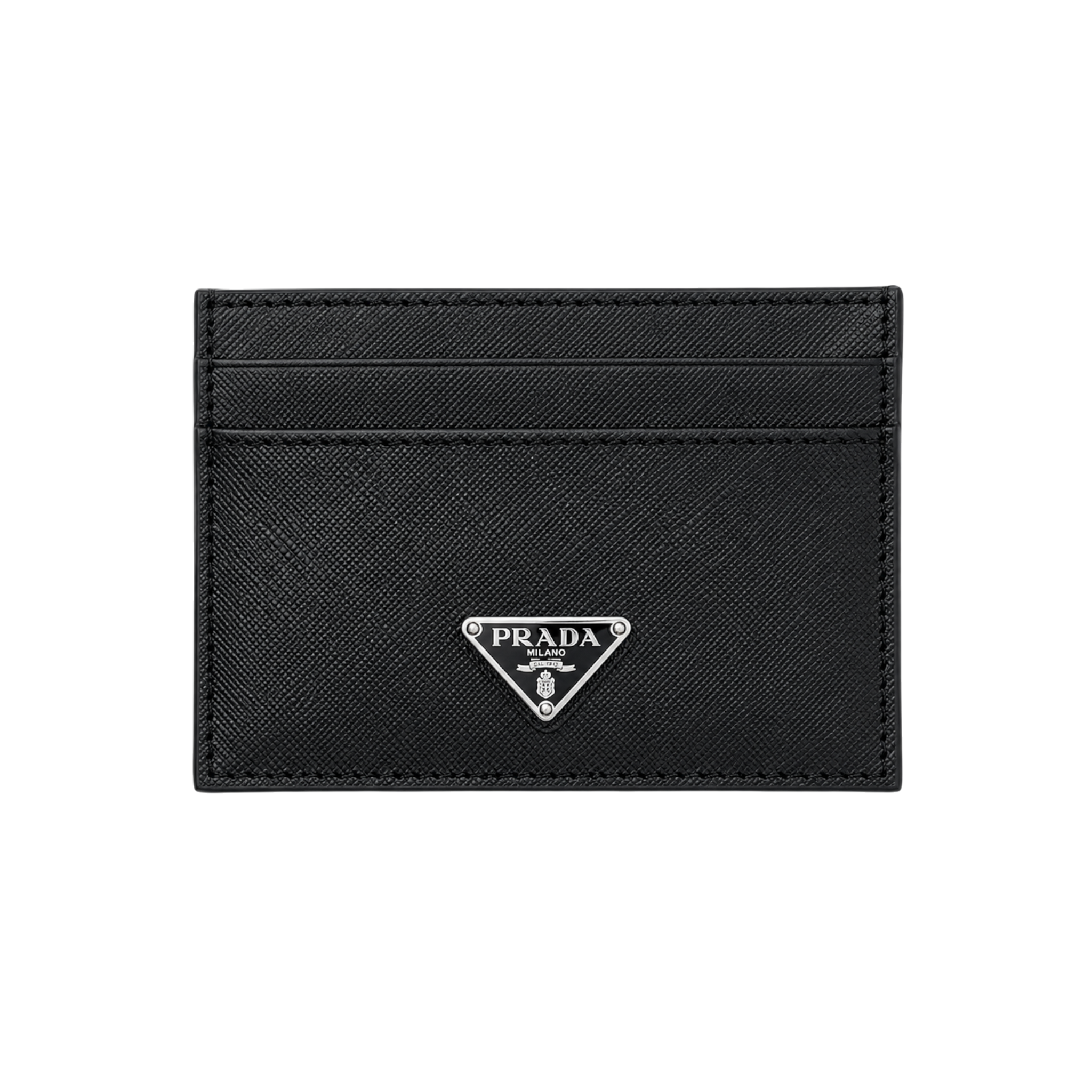 Prada Black Leather Wallet, Card Holder and Keychain Gift Set #1
