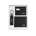 Calvin Klein Black Leather Wallet, Card Holder and Keychain Gift Set #1