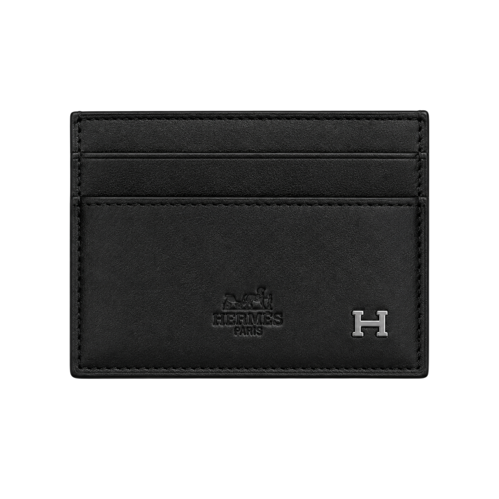 Hermès  Black Leather Wallet, Card Holder and Keychain Gift Set #1