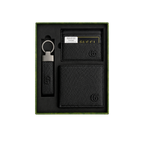 Gucci Black Leather Wallet, Card Holder and Keychain Gift Set