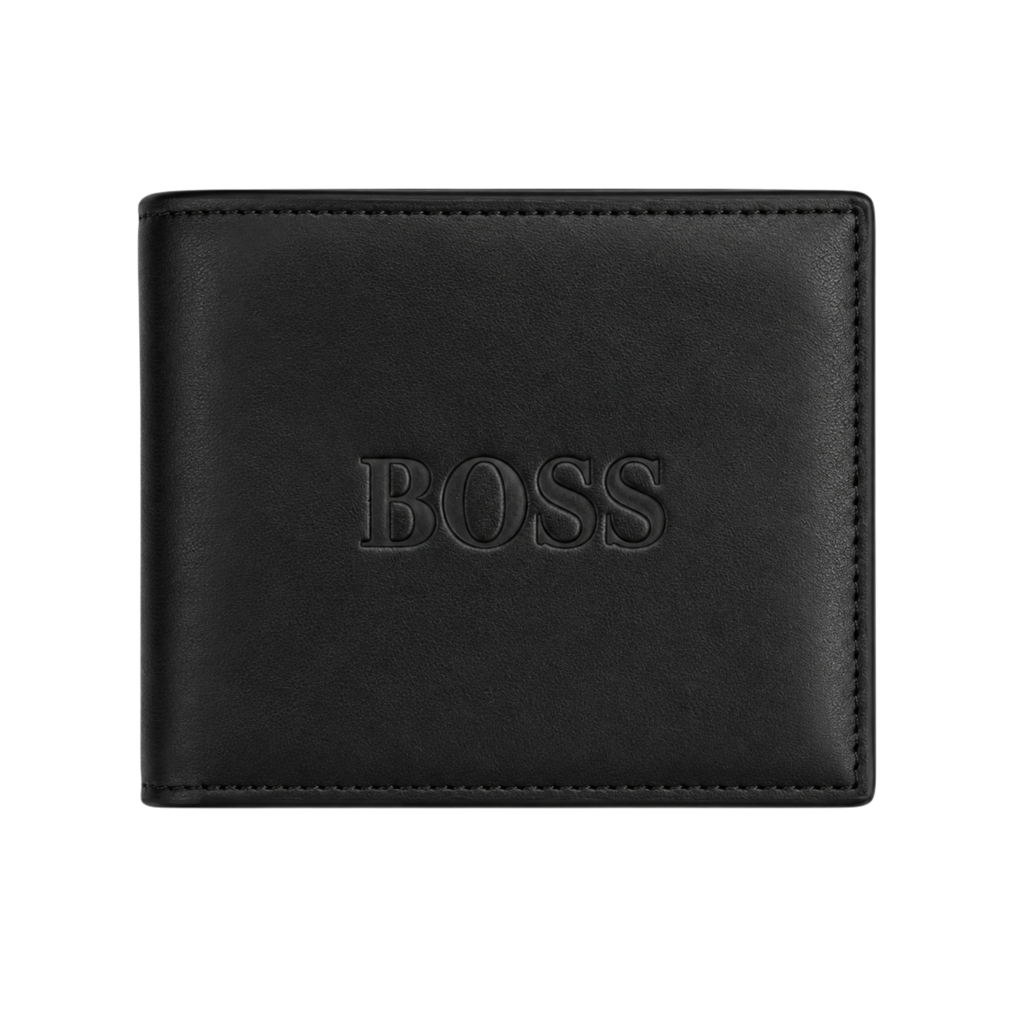 BOSS Black Leather Wallet, Card Holder and Keychain Gift Set #1