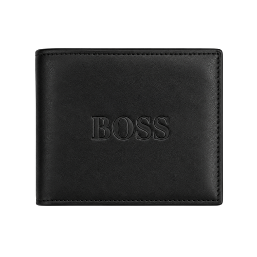 BOSS Black Leather Wallet, Card Holder and Keychain Gift Set #1