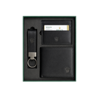 Rolex Black Leather Wallet, Card Holder and Keychain Gift Set #1