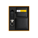 Louis Vuitton Black Leather Wallet, Card Holder and Keychain Gift Set #1
