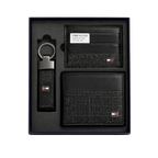 Tommy Black Leather Wallet, Card Holder and Keychain Gift Set #2
