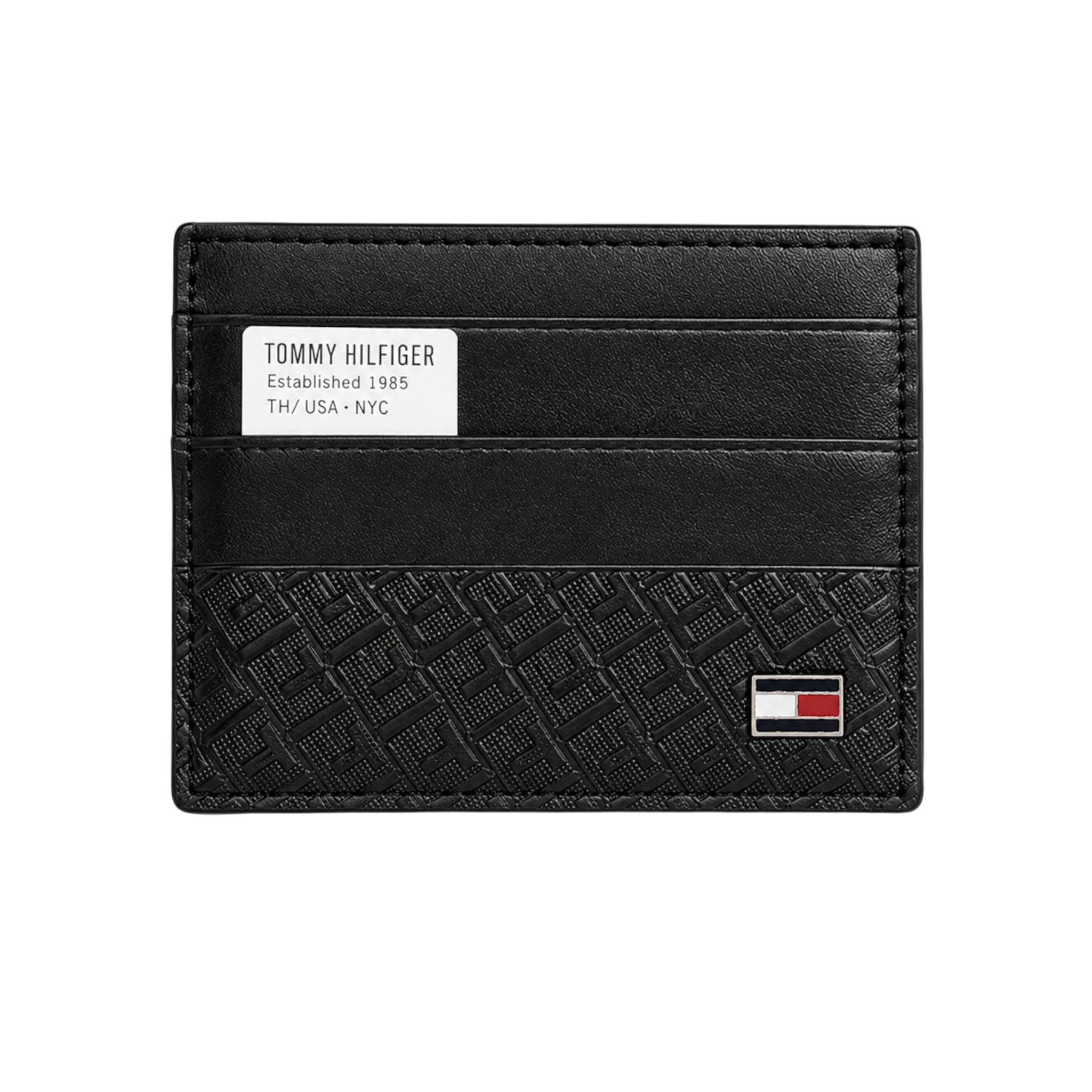 Tommy Black Leather Wallet, Card Holder and Keychain Gift Set #2