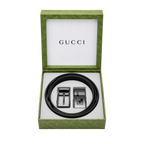 Gucci Black Leather Two Faces Belt Set