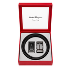Salvatore Ferragamo  Black Leather Two Faces Belt Set
