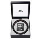 Lacoste Black Leather Two Faces Belt Set