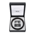 BOSS Black Leather Two Faces Belt Set