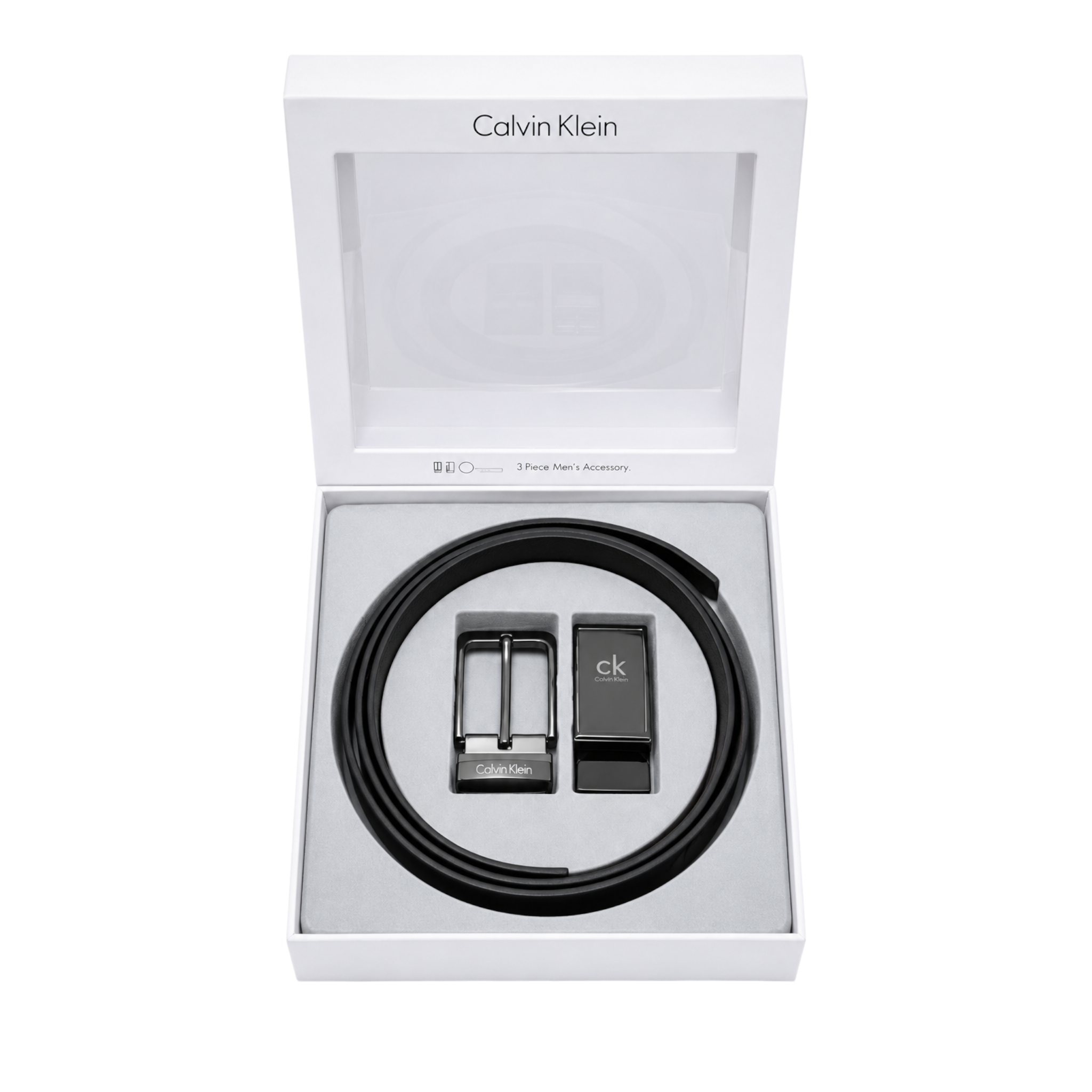 Calvin Klein Black Leather Two Faces Belt Set