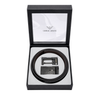 Giorgio Armani Black Leather Two Faces Belt Set