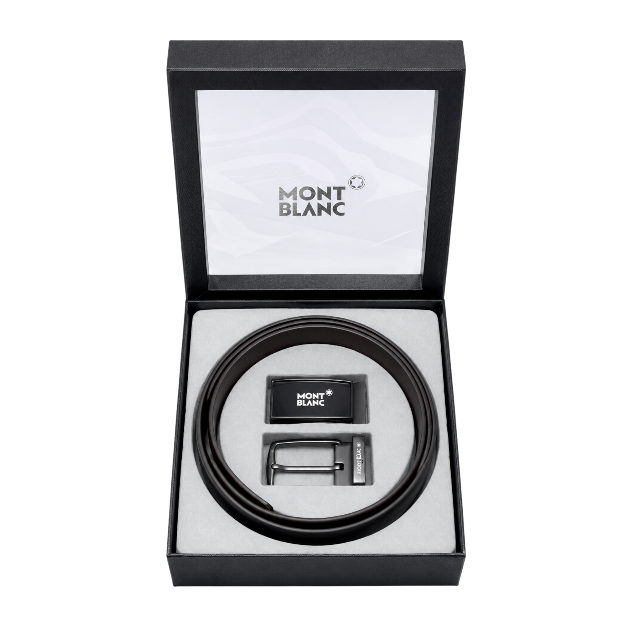 Mont Blanc Brown Leather Two Faces Belt Set