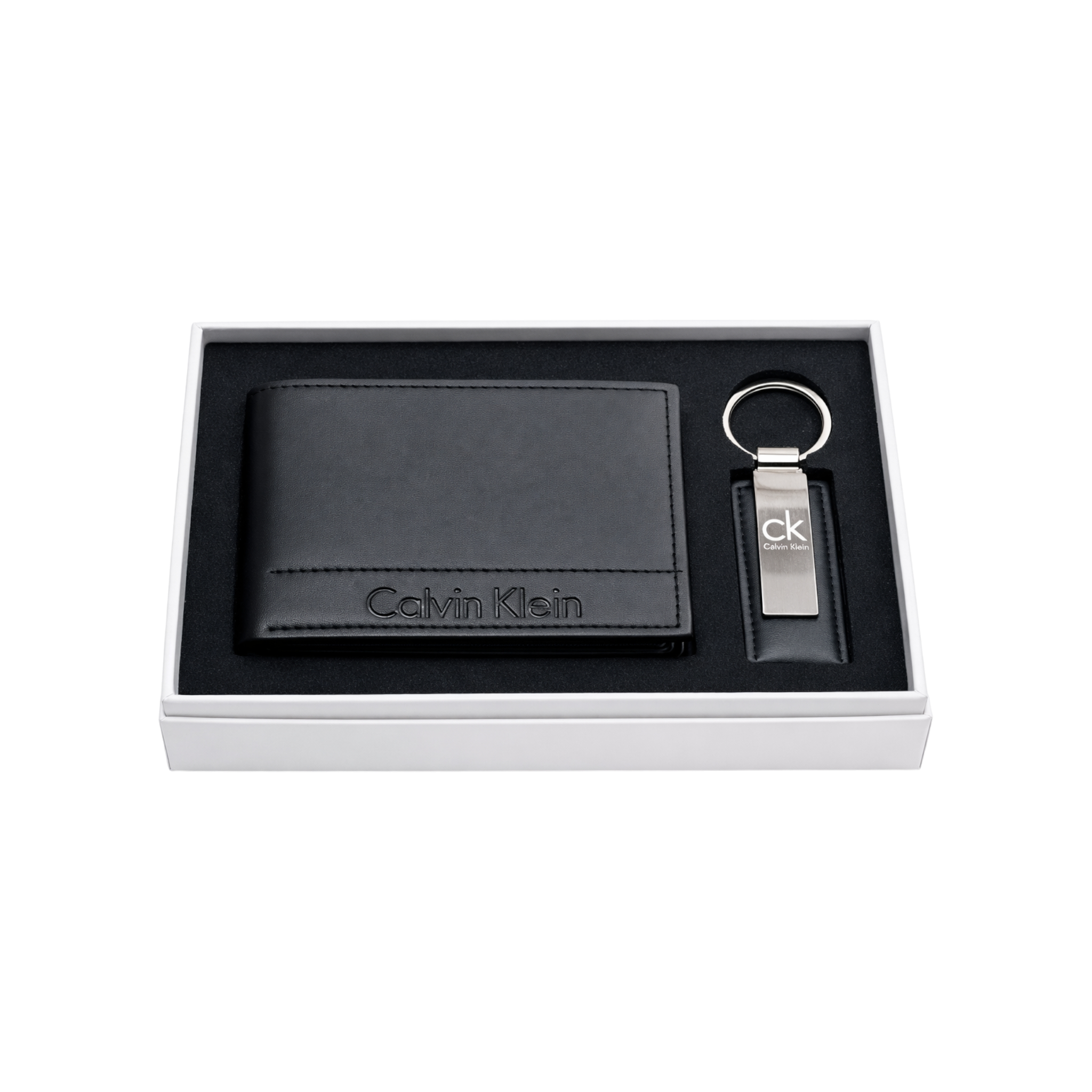 Calvin Klein Black Wallet and Matching Keychain Gift Set #1