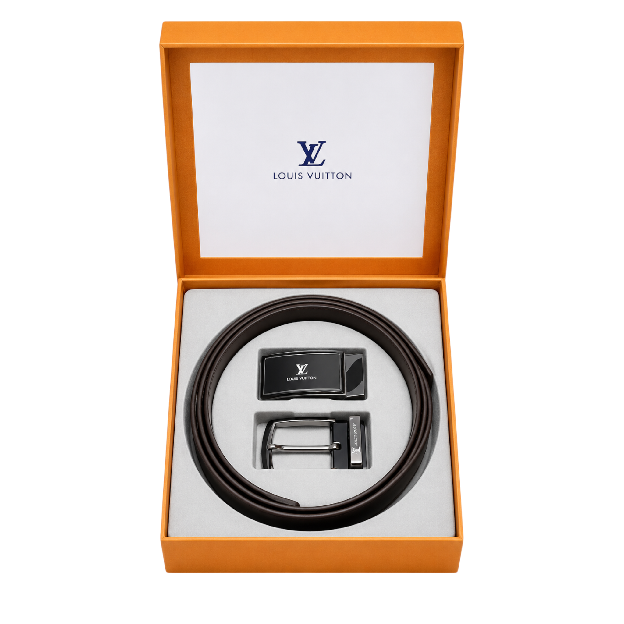 Louis Vuitton Brown Leather Two Faces Belt Set