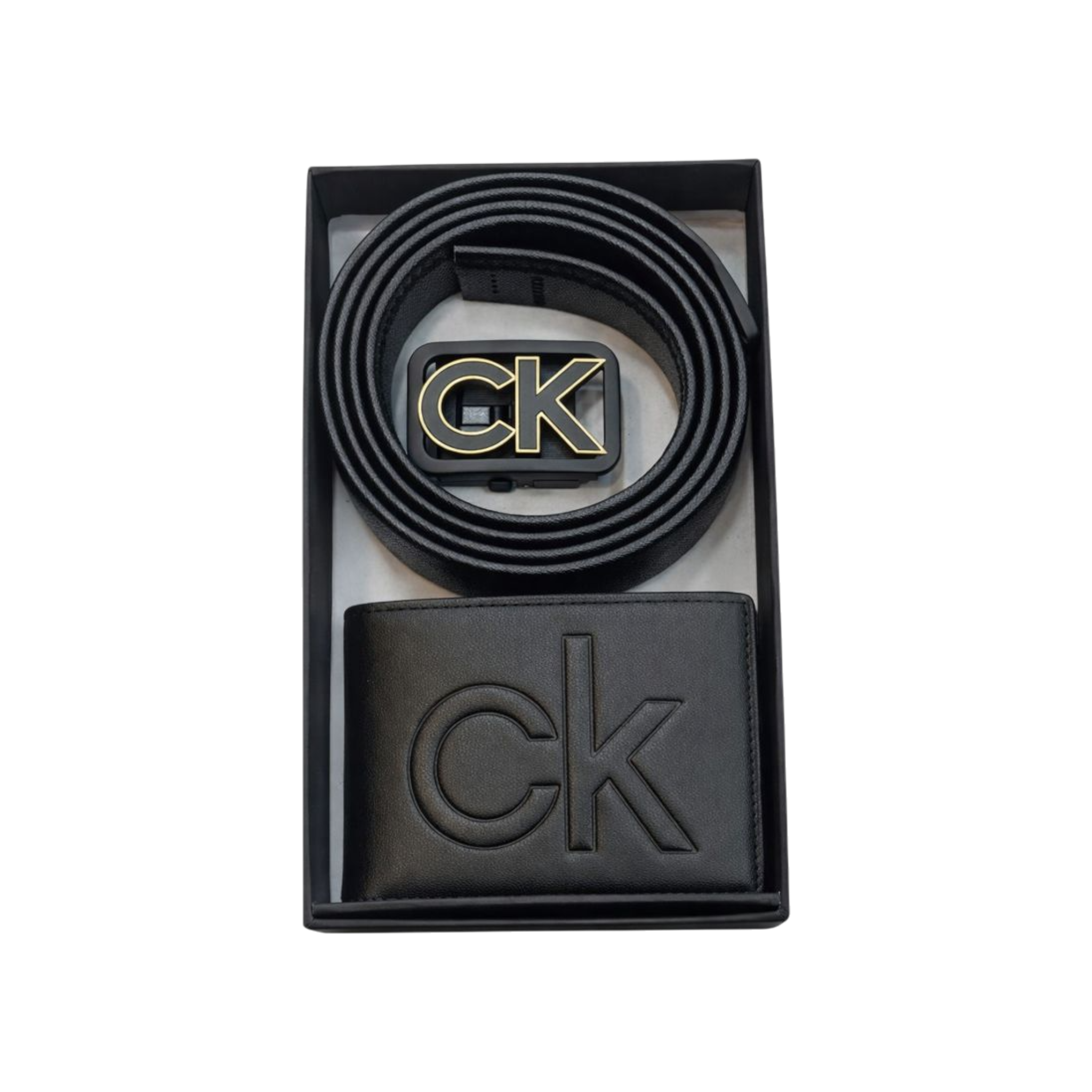 Calvin Klein Black Leather Wallet and Belt Gift Set #1
